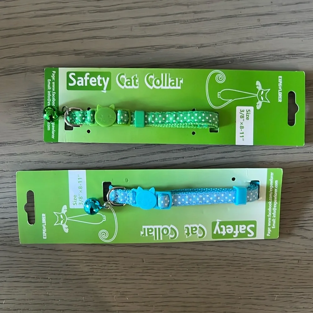 Expawlorer safety cat collar light blue and green